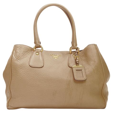 prada pebbled brown tote bag